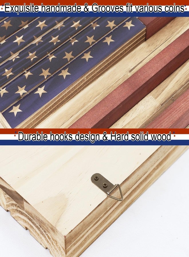 LACGO Challenge Coin Display Wall Mount, Military Coin Display Holder with American Flag, Wooden Coins Collection Stand for Police, Veteran, Patriotic Decor - Image 3